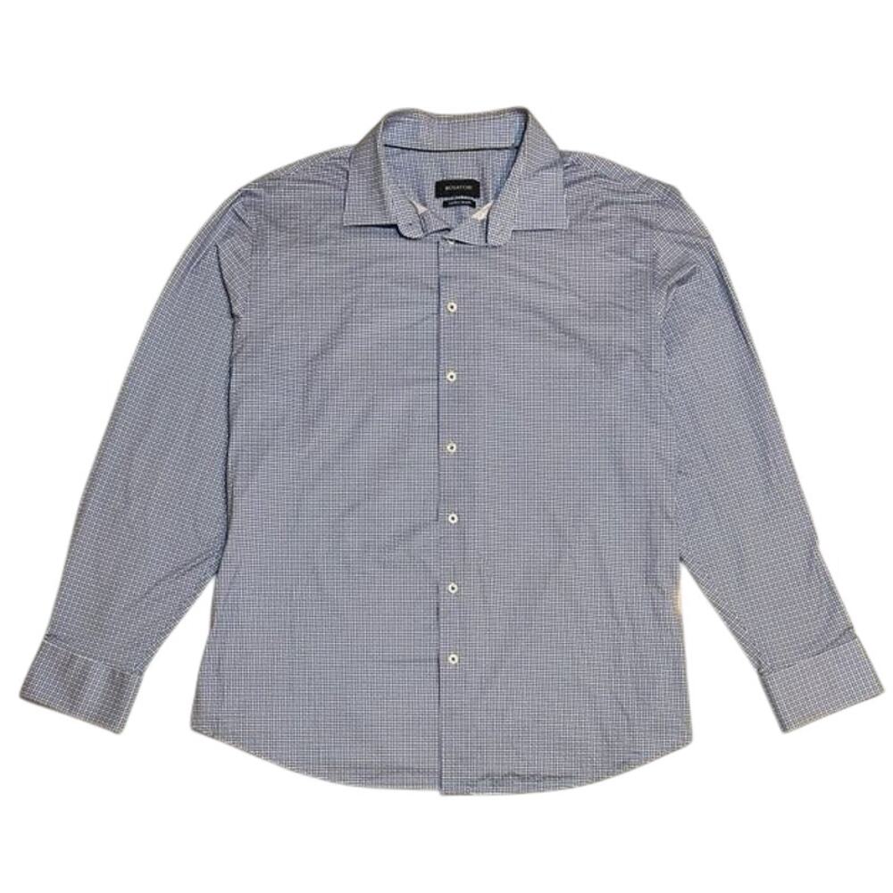 Bugatchi Comfort Stretch Micro Check Button Down Shirt Large